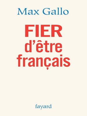 cover image of FIER d'être français